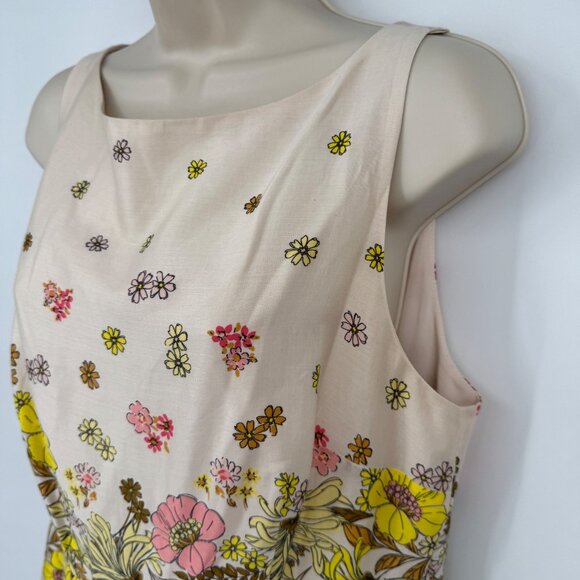 Loft Outlet Spring Dress sleeveless fit and flare Cream Floral woman’s size 10 - Picture 2 of 12